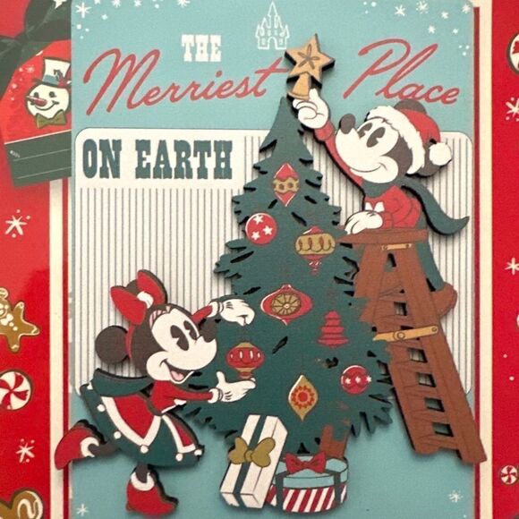 NWT Disney Magnet | Holiday Mickey & Minnie "Merriest Place on Earth" Magnet - Picture 2 of 3